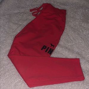 VS PINK Hot Pink Joggers With Lace up Front Tie